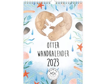 A3 Wandkalender 2023 Otter Collection - Geschenk, Fischotter, Seeotter, Jahresplaner, Jahreskalender