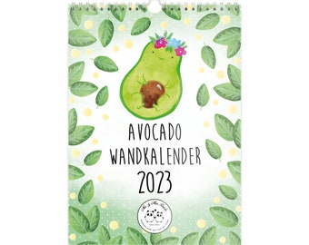 A3 Wandkalender 2023 Avocado Collection - Geschenk, Gesund, Jahreskalender, Veggie, Terminplaner, Vegan