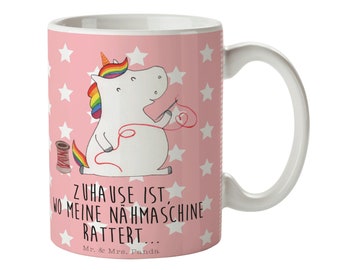 Tasse Einhorn Näherin - Geschenk, Einhörner, Einhorn Deko, Unicorn, Pegasus, Tee, nähen, Kaffeebecher, Becher, Büro, Freundin, Frühstück,