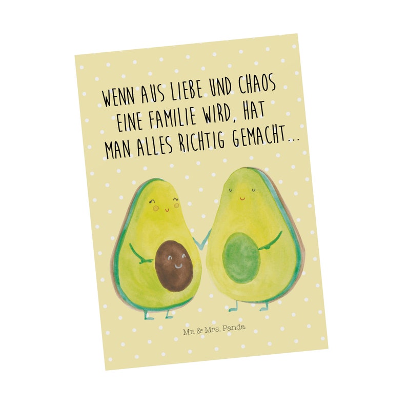 Postkarte Avocado Pärchen Geschenk, Liebe, Geburt, Veggie, Familie, Grußkarte, Avocados, Vegan, Geschenkkarte, Ansichtskarte, Gesund, Bild 1