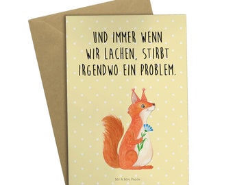 Grußkarte Eichhörnchen Blume - Geschenk, süße Tiermotive, Tiere, Glückwunschkarte, Hochzeitskarte, Motivation Bilder, Klappkarte,