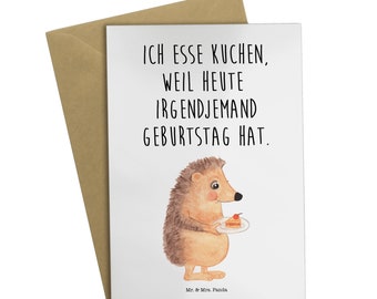 Grußkarte Igel mit Kuchenstück - Geschenk, gute Laune, Einladungskarte, lustige Sprüche, Geburtstagskarte, Kuchen backen, Backen Geschenk,