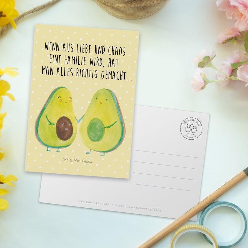 Postkarte Avocado Pärchen Geschenk, Liebe, Geburt, Veggie, Familie, Grußkarte, Avocados, Vegan, Geschenkkarte, Ansichtskarte, Gesund, Bild 3