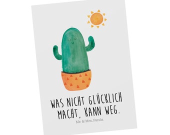 Postkarte Kaktus Sonnenanbeter - Geschenk, Grußkarte, Motivation, Ansichtskarte, Kakteen, Geschenkidee, Einladung, Geschenkkarte