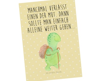 Postkarte Schildkröte Wanderer - Geschenk, Einladung, Motivationsspruch, Geschenkkarte, Motivation, Neuanfang, Grußkarte, Ansichtskarte