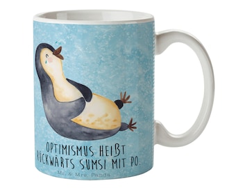 Tasse Pinguin lachend - Geschenk, lustiger Spruch, Becher, Kaffeetasse, Fröhlich, Büro, lol, Tee, Frühstück, Optimismus, Kaffeebecher