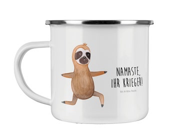 Camping Enamel Cup Sloth Yoga - drinking cup, coffee mug, trend animal, outdoor cup, decorative cup, favorite animal, mug, namaste