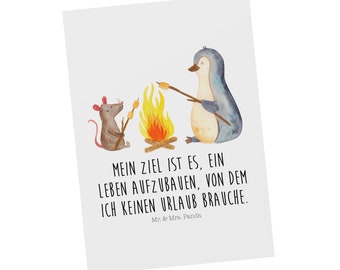 Postkarte Pinguin Lagerfeuer - Geschenk, Büro, Pinguine, Grußkarte, Geschenkkarte, Einladung, Lebensmotivation, Ansichtskarte