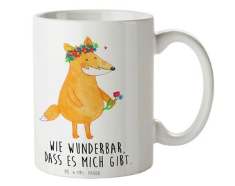 Mug Fox flower love - boho, animal lover, tea, joy, tea cup, self love, clever as a fox, flower crown, flowers, office, coffee mug, forest