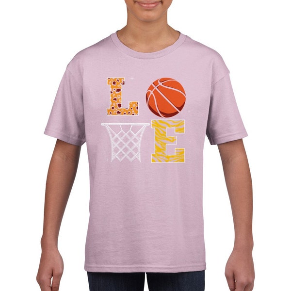 Klassisches Kinder-T-Shirt mit Rundhalsausschnitt Basketball Love Sport Leidenschaft Geschenk