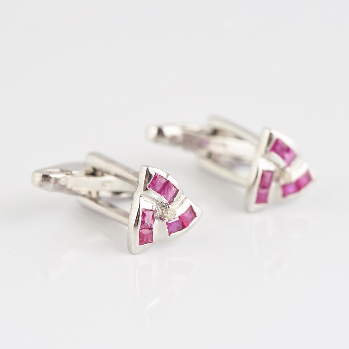 Natural Ruby Silver Cufflinks 925 Sterling Silver Men's Etsy