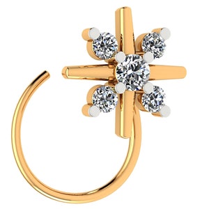 14k Yellow Gold Diamond Nose Ring, 0.08Ct Natural diamond Nose ring, 14k White gold Diamond nose ring / Womens Nose Pin / Girls nose stud
