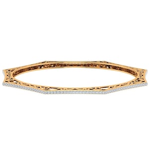 Trendy 2.81 carats Certified Diamond 14k Yellow Gold Bangle - 14k White gold Gold Diamond Bangle- Wedding bridal bangle for women's