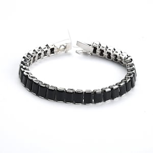 Black Onyx Tennis Bracelet: Octagon Cut, Sterling Silver Gemstone