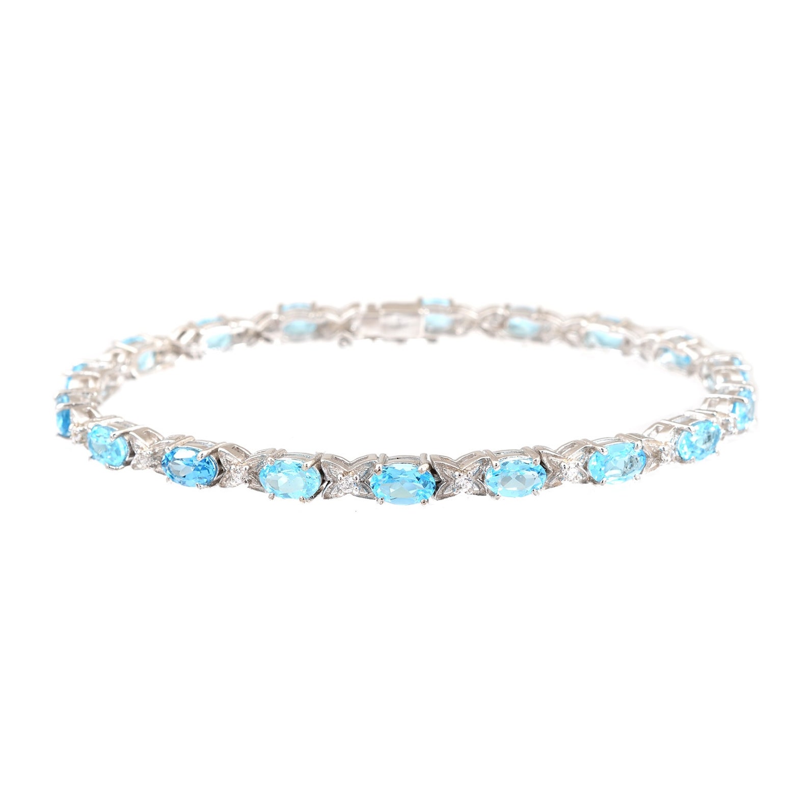 Swiss Blue Topaz bracelet Silver tennis Bracelet 925 Etsy