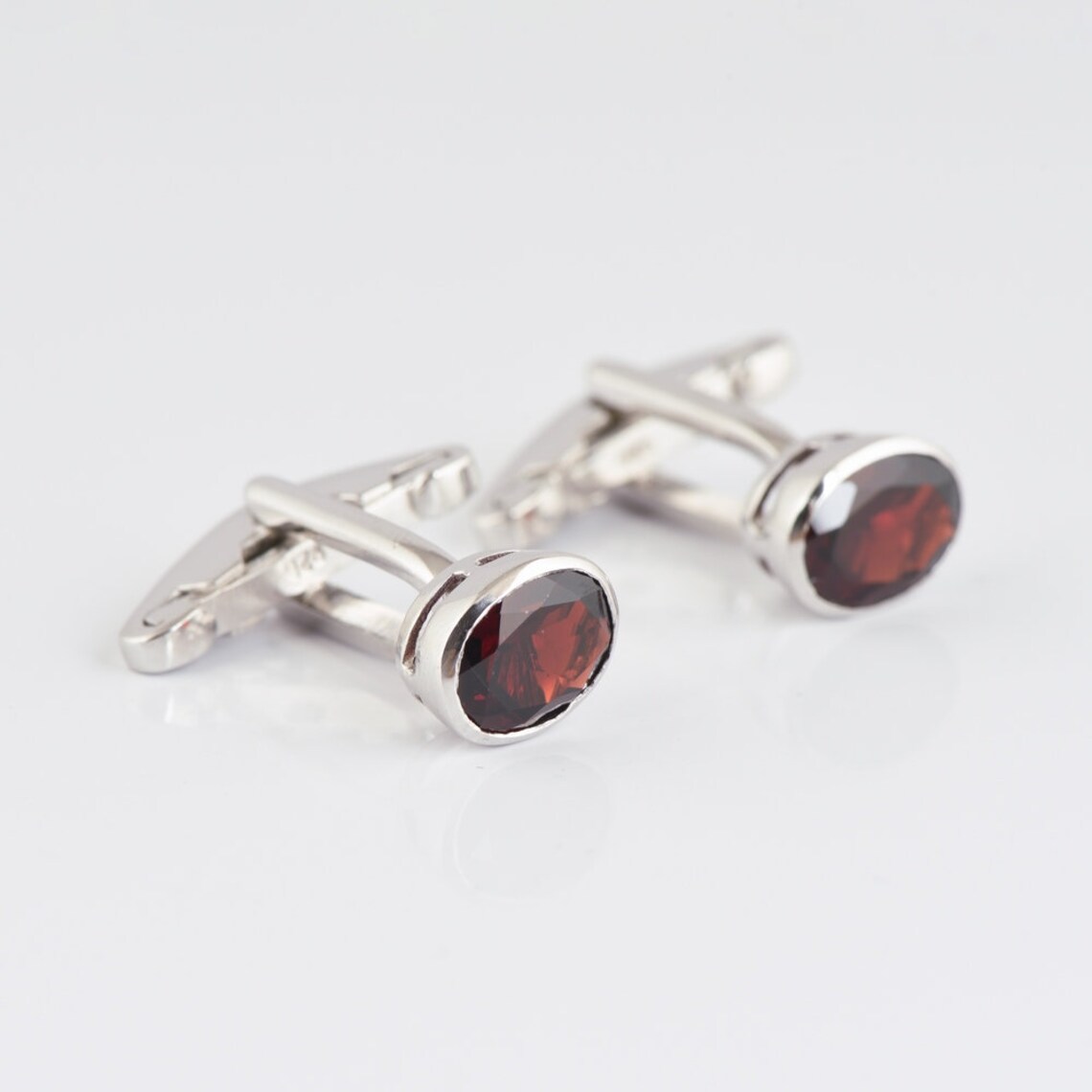 925 Sterling Silver Gemstone Cufflinks red Stone Etsy