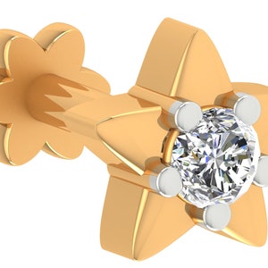 14k Gold Diamond Nose Stud: Pierced Nostril Pin (0.04cts)