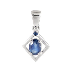 Sterling Silver Oval Sapphire Pendant: Emerald & Ruby Charm