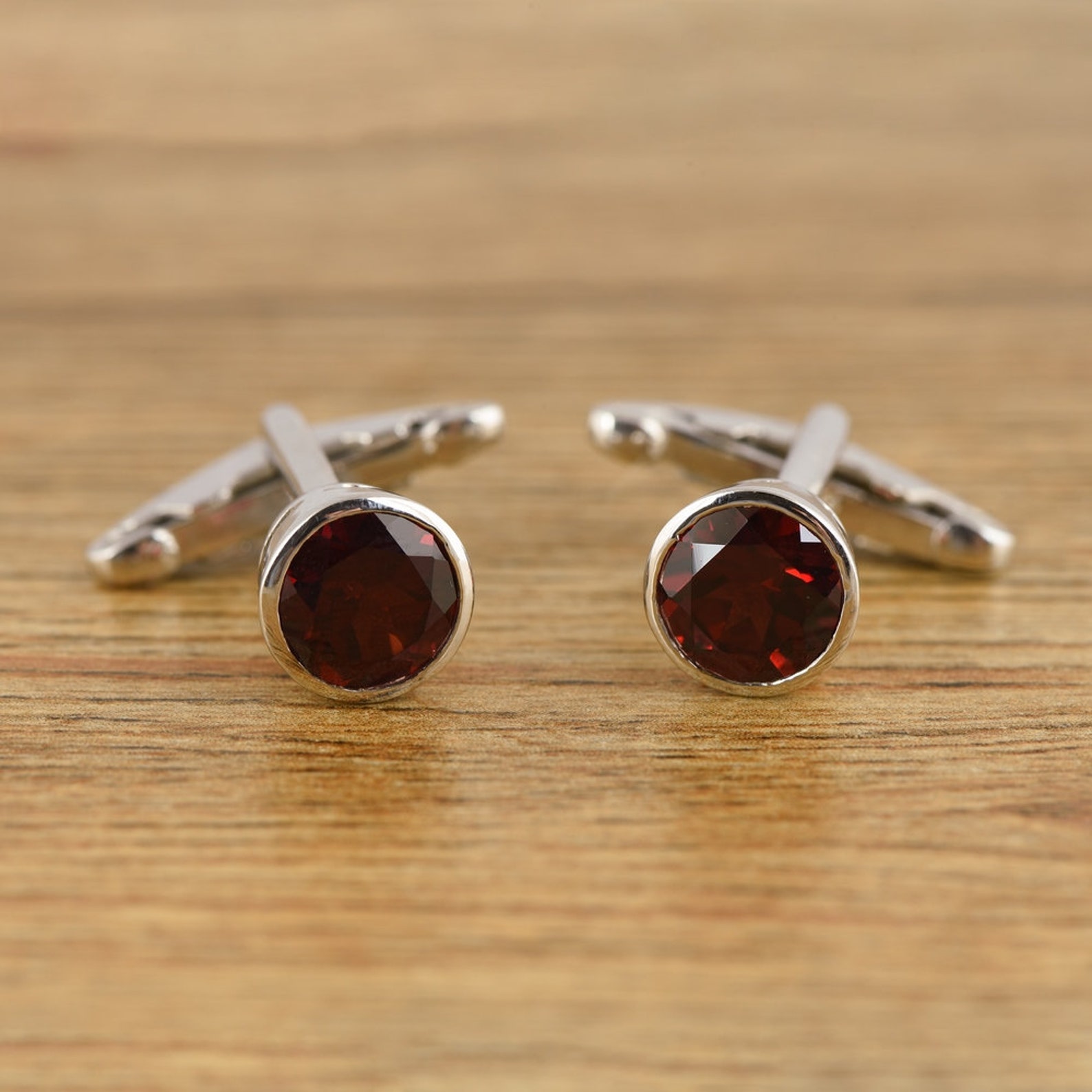 925 Sterling Silver Gemstone Cufflinks Red Cufflinks Etsy