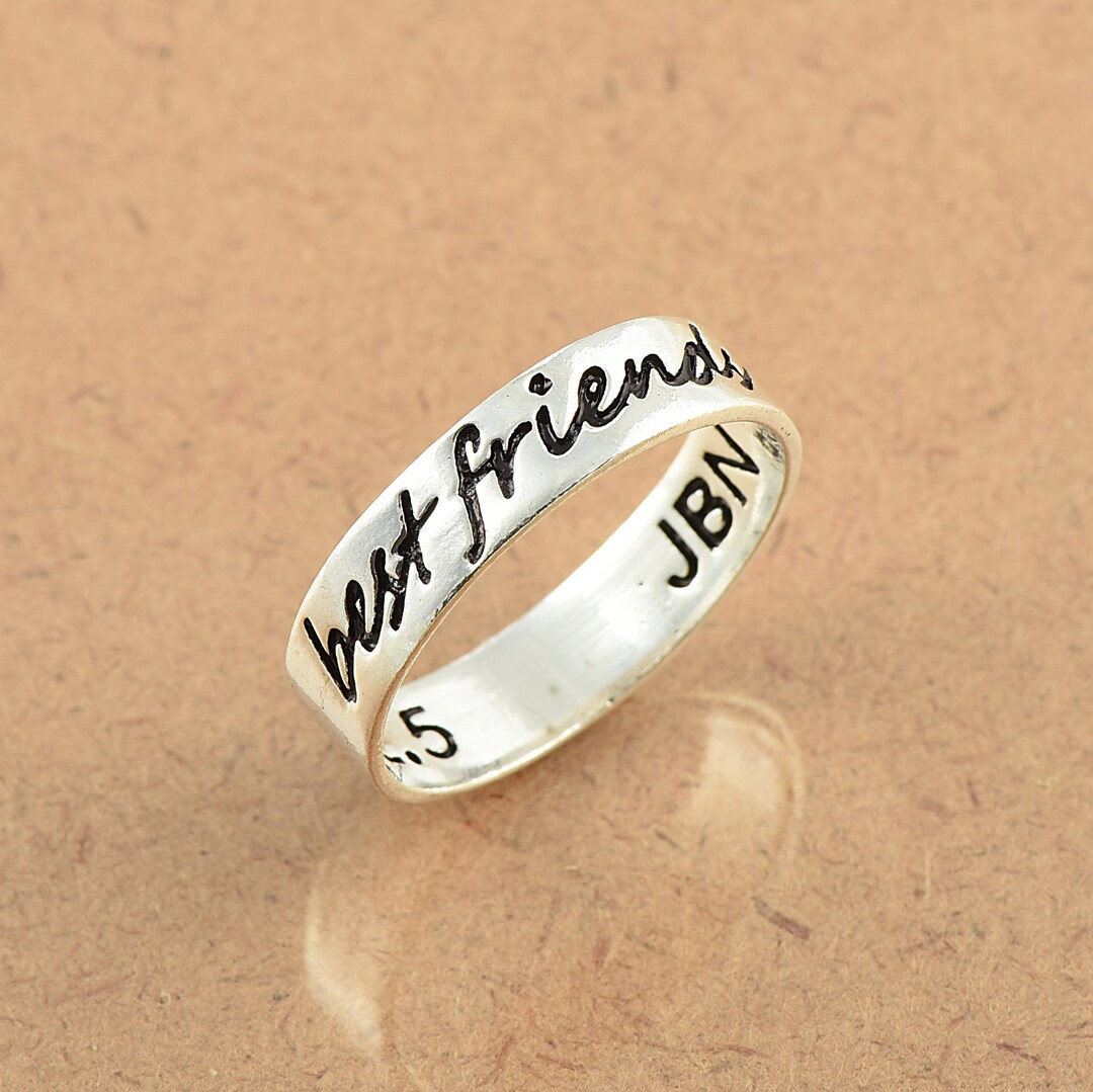 Trendy 925 Sterling Silver Best Friends Quoted Band Ring, 925