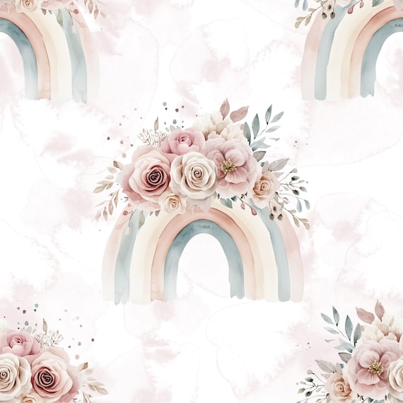 Eigenproduktionen Regenbogen rosen pastellfarben weiß French Terry