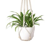 Macrame Plant Hangers Indoor Hanging Planter Basket, Wood Beads Decorative Pot Holder No Tassels for Indoor Outdoor Home Decor 35 Inch Ivory
