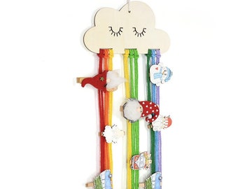 DIY Rainbow Hair Bow Holder: Cloud Tassels Organizer