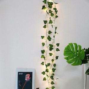 6.5ft Artificial Leaf Ivy String Lights Vine Garland Wreath Hanging W/ lamp Fairy Night Light Home Wedding Birthday Party Garden Decoration