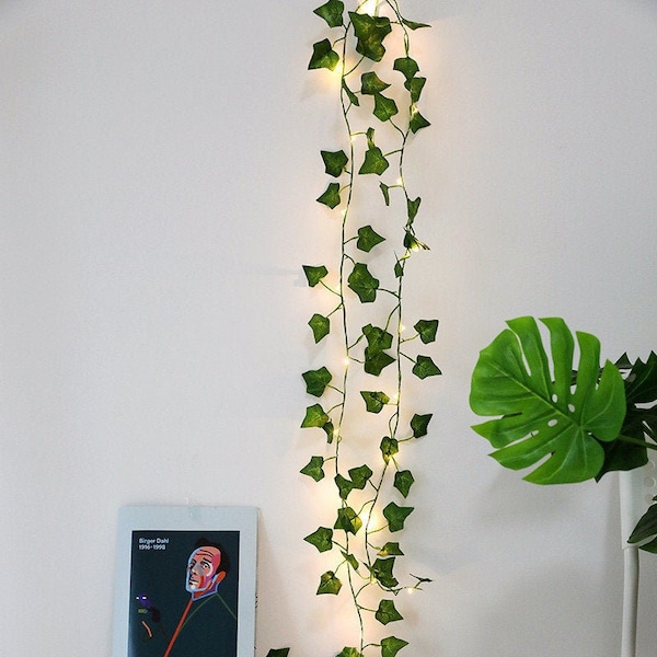 Guirlande lumineuse de lierre artificielle de 6,5 pieds, guirlande de vigne suspendue avec lampe, veilleuse de fée, maison de mariage, fête d'anniversaire, décoration de jardin