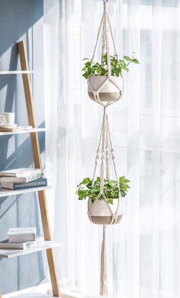 Details about   Macrame Plant Hangers Set of 4 Indoor Wall Hanging Planter Basket for Indoor Dec 