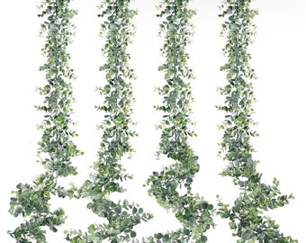 Eucalyptus Garland 4 Pack: Artificial Greenery Vines, Wedding Decor