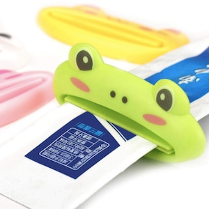 4x Frosch Zahnpasta Tube Squeezer - Grüne Farbe Familie Zahnpasta Clip, Quetschrolle Tube Squeezer Tool Spender Niedliches Cartoon Tier Muster