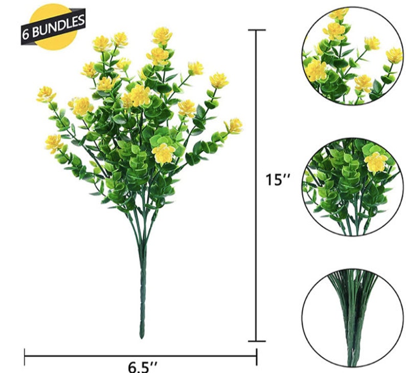 6 Bundles Artificial Flowers Outdoor Fake Flowers Decoration Etsy