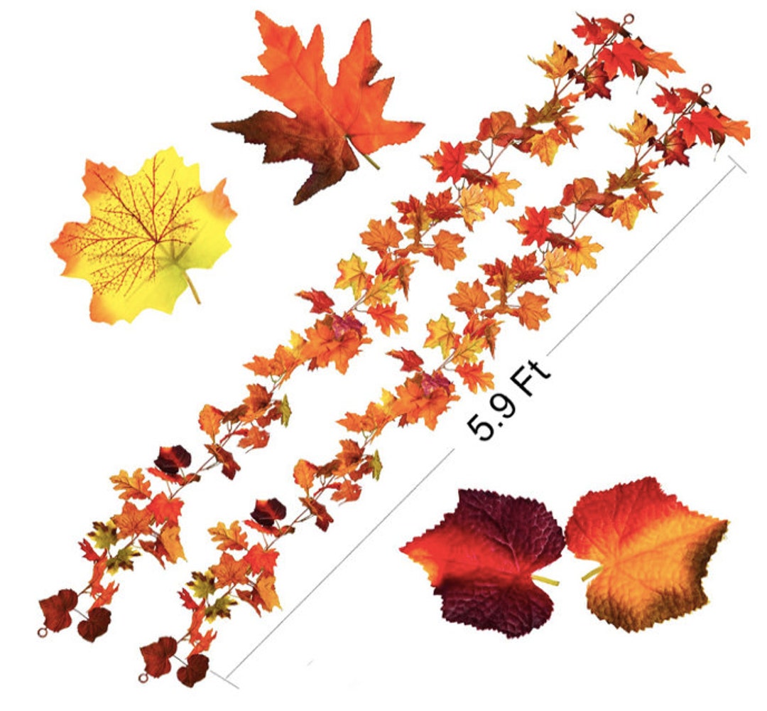 2 (two) Pack Fall Garland Maple Leaf 5.9ft/piece Hanging Vine ...