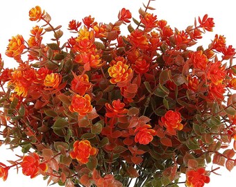 8 Fuchsia Eucalyptus Artificial Flowers: Outdoor Garden Decor