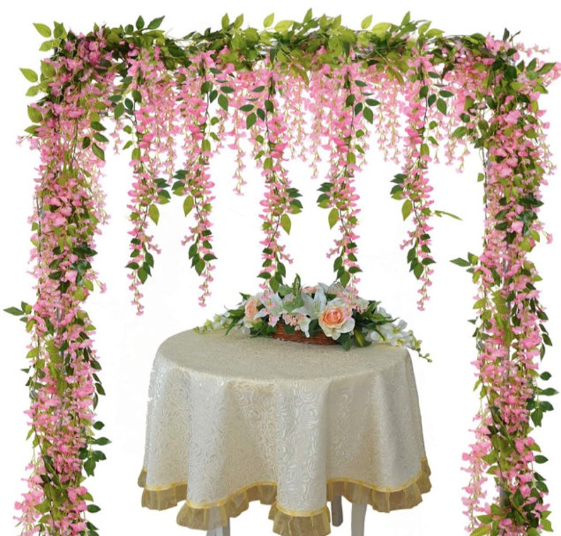 Pink Wisteria Artificial Flowers Garland 4 Pcs Total 28.8ft Etsy