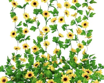 Sunflower Garland: 8pcs Faux Silk Vines, Wedding Party Decor