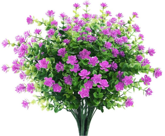 9 Bundles Artificial Flowers Outdoor UV Resistant Fake Plastic Flowers Faux 