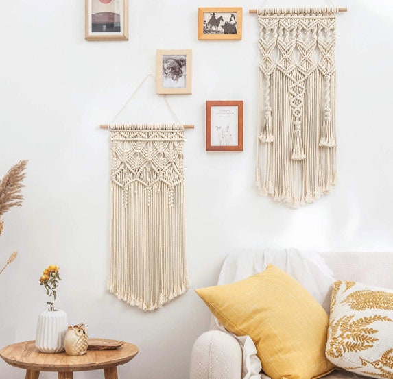 Macrame wall hangings. Boho bedroom and living room home decor. custom –  Cord + Quartz