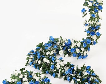 Blue Rose Garland: 65.6 Ft Artificial Flower Vine Wedding Decor