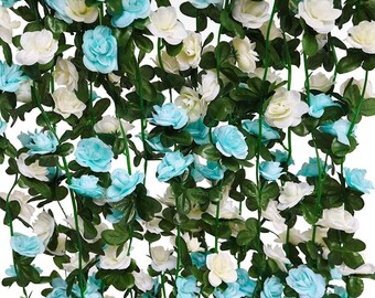 Blue Rose Garland: 65.6 Ft Artificial Flower Vine Wedding Decor