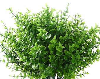 Artificial Greenery Bush (Set of 6): UV Resistant Faux Outdoor Plants
