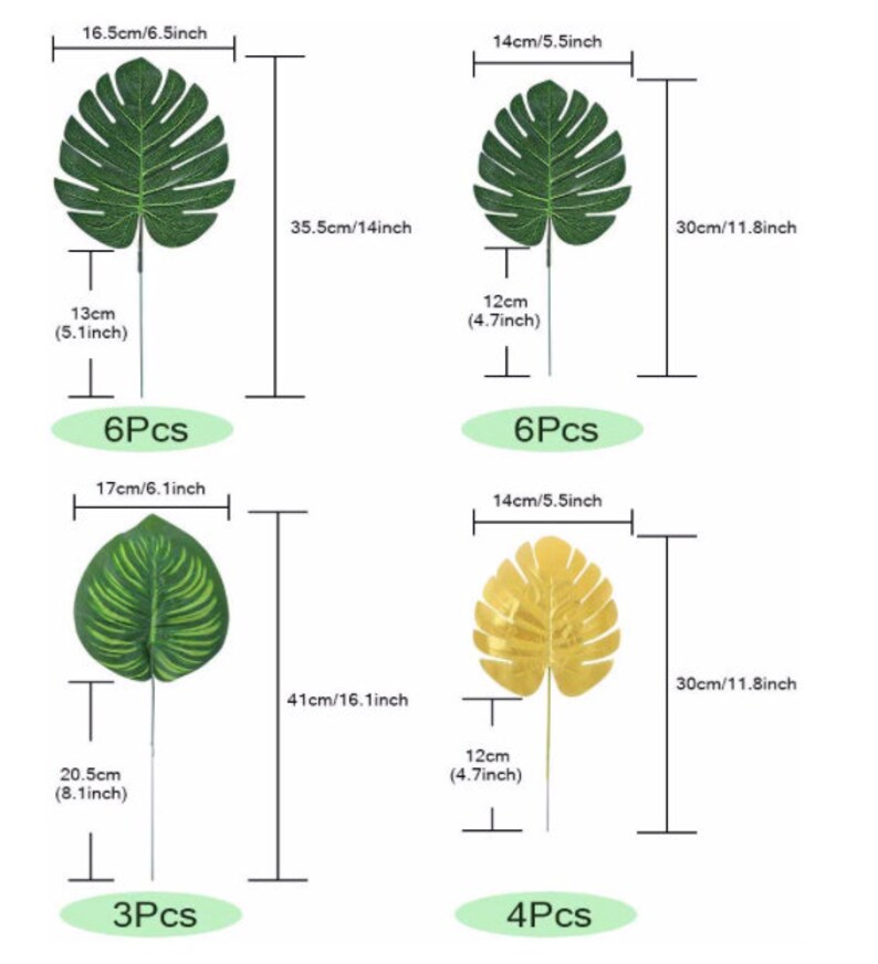 70 Pieces 10 Kinds Artificial Palm Leaves Tropical Leaves Etsy