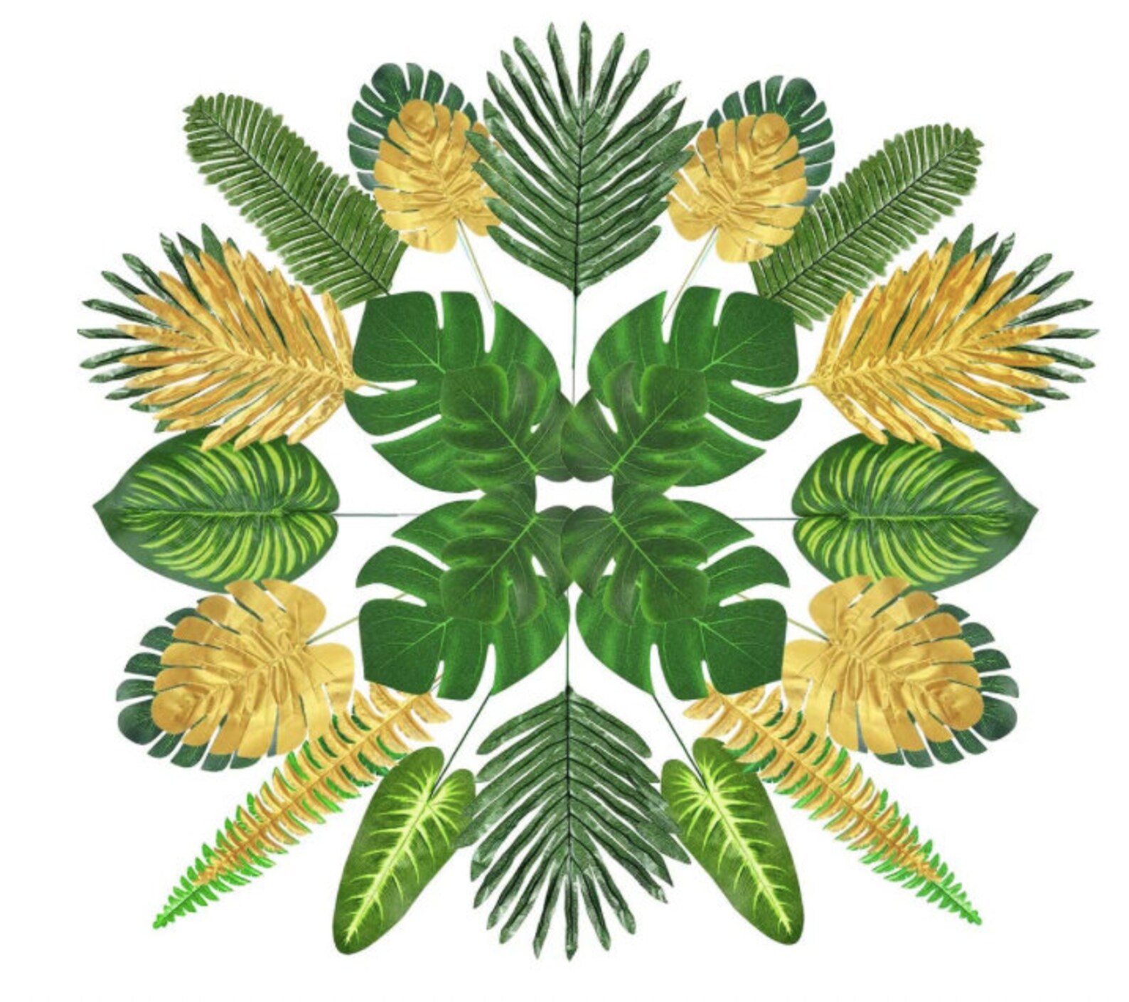 80 Pieces 13 Kinds Artificial Palm Leaf Golden Tropical Leaf Etsy