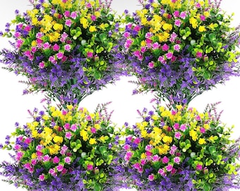12 Pcs UV Resistant Artificial Flowers: Outdoor Home Wedding Decor