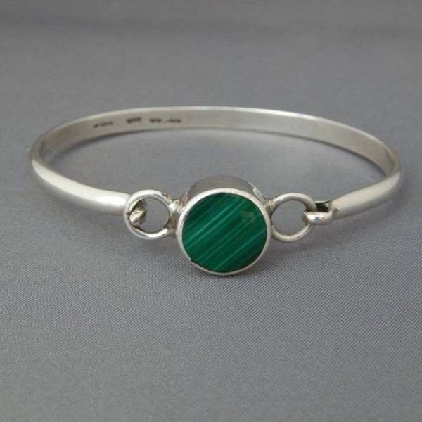 Malachite Bangle, Handmade Bangle, Women Gift Jewelry, Malachite Bracelet, Gemstone Bangle, 925 Sterling Silver Bangle, Statement Jewelry