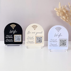 Arch wifi sign | Acrylic wifi QR code sign for guests | Small business wifi sign | Scan for wifi custom sign
