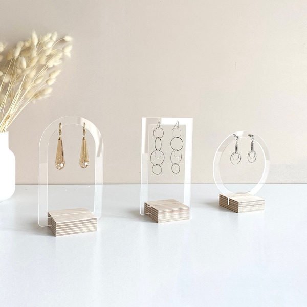 Earring display | Earring stand | Earring holder | Earring Organizer | Wood and clear acrylic jewelry stand | Craft fair display