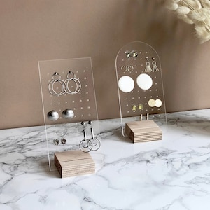Stud Earring Display Stand Clear Acrylic and Wood Earring - Etsy