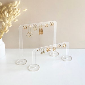 Large Long Hoop Dangle Earring Holder Organizer Jewelry Display Stand,  Laela - White